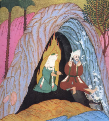 Hz.Ebubekir (a.s.) ve Hz.Muhammed (s.a.v.)'in Sevr mağarasına sığınması.