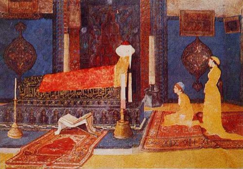 Türbe Ziyaretinde İki Genç Kız