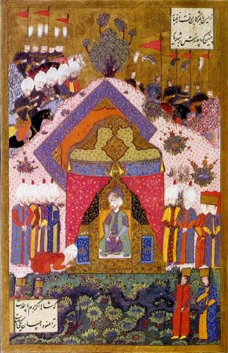 Kanuni Sultan Süleyman bir elçiyi kabul ediyor
