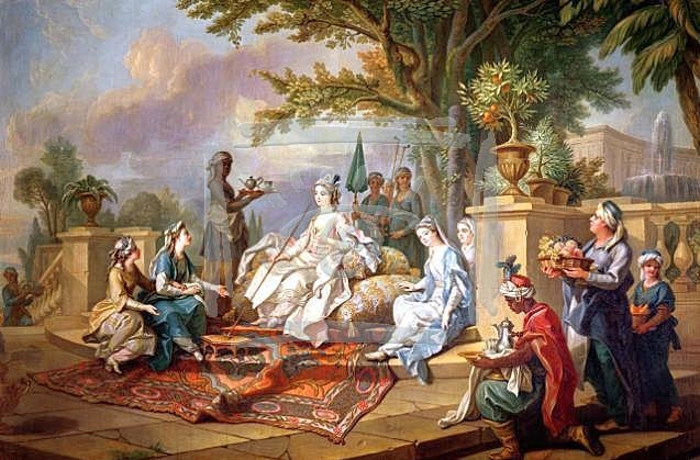 Loo Charles Amedee Philippe van The Sultana Served by her Eunuchs