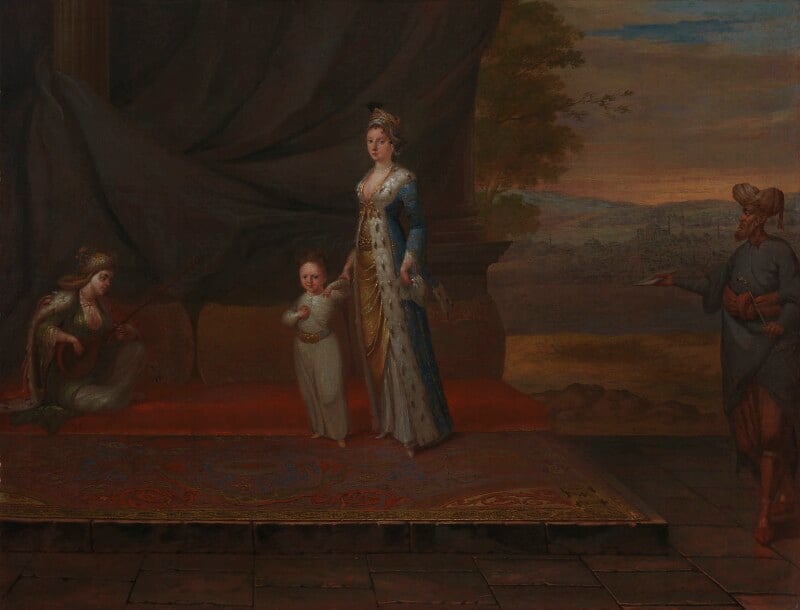 Lady Mary Wortley Montagu with her son Edward Wortley Montagu and attendants